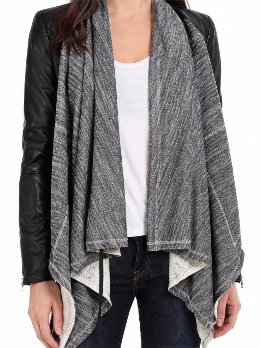 BlankNYC Dating and Waiting Faux Leather Draped Jacket